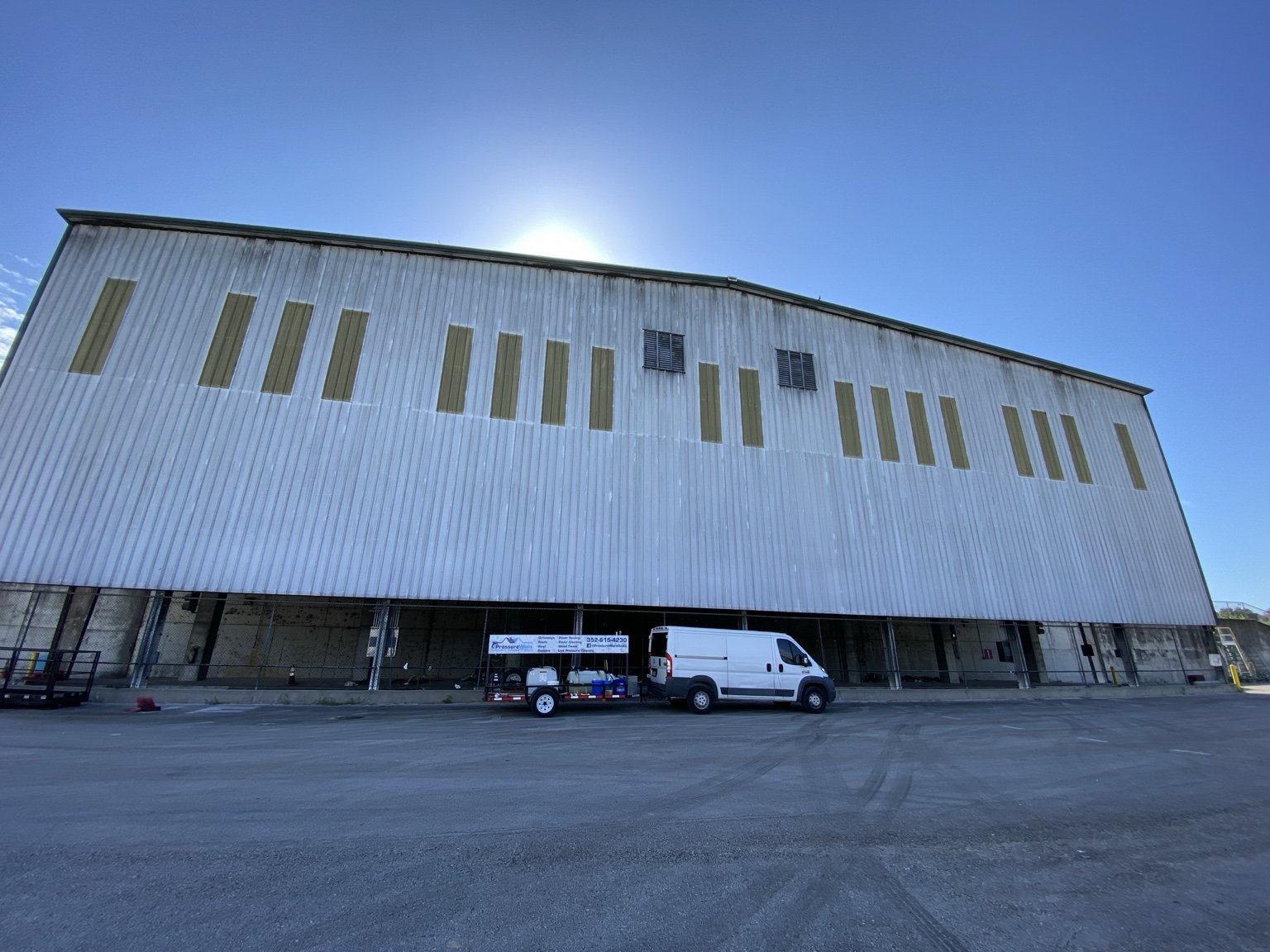 Industrial Building Exterior before cleaning